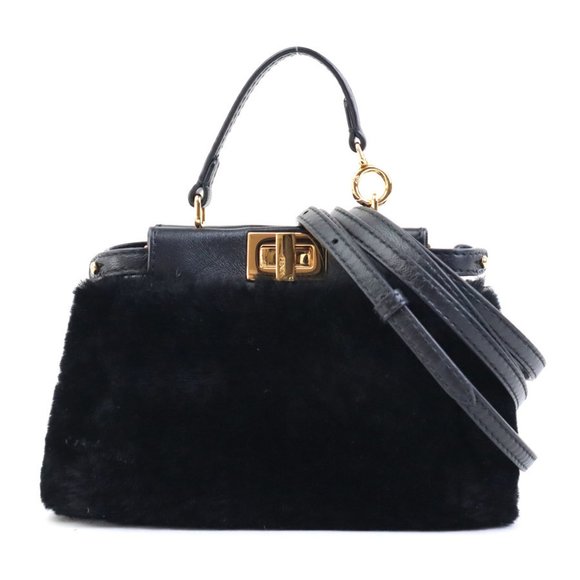 FENDI Black Leather Peekaboo Shoulder Bag - Picture 1 of 5